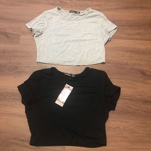 Grey and black crop tops - Boohoo